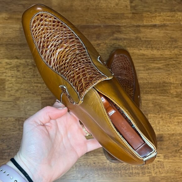 Verde Men\'s Brown Crocodile Embossed Leather Dress Loafers 7.5 M 55010 main image 16